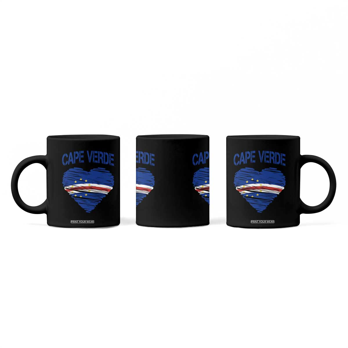 Cape Verde Scribble Flag Heart National Pride Coffee Mug Cabo Verde Love TS02 Print Your Wear