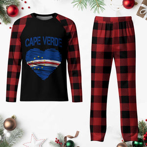 Cape Verde Scribble Flag Heart National Pride Plaid Pajama Set Cabo Verde Love TS02 Buffalo Plaid Print Your Wear