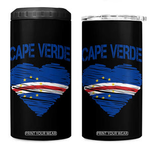 Cape Verde Scribble Flag Heart National Pride 4 in 1 Can Cooler Tumbler Cabo Verde Love TS02 One Size: 16 oz Black Print Your Wear