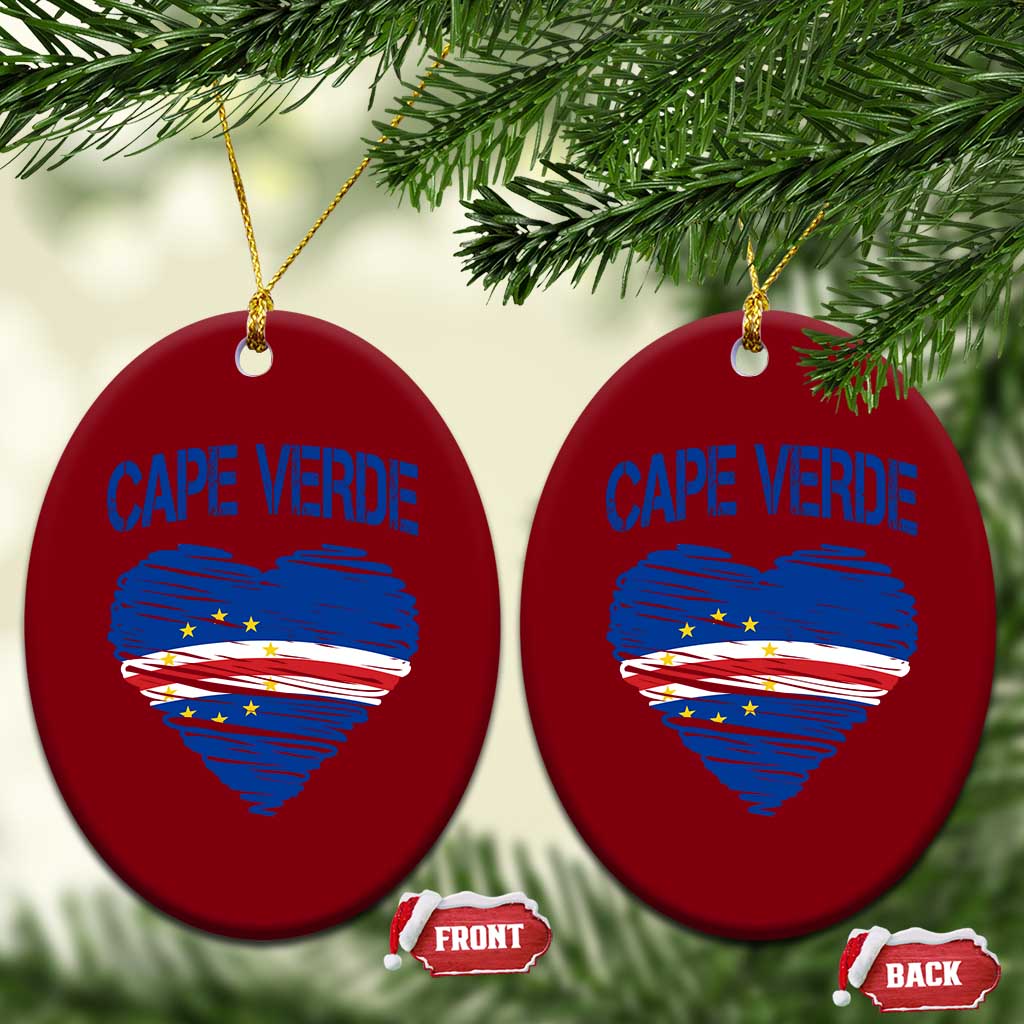 Cape Verde Scribble Flag Heart National Pride Ceramic Ornament Cabo Verde Love TS02 Print Your Wear