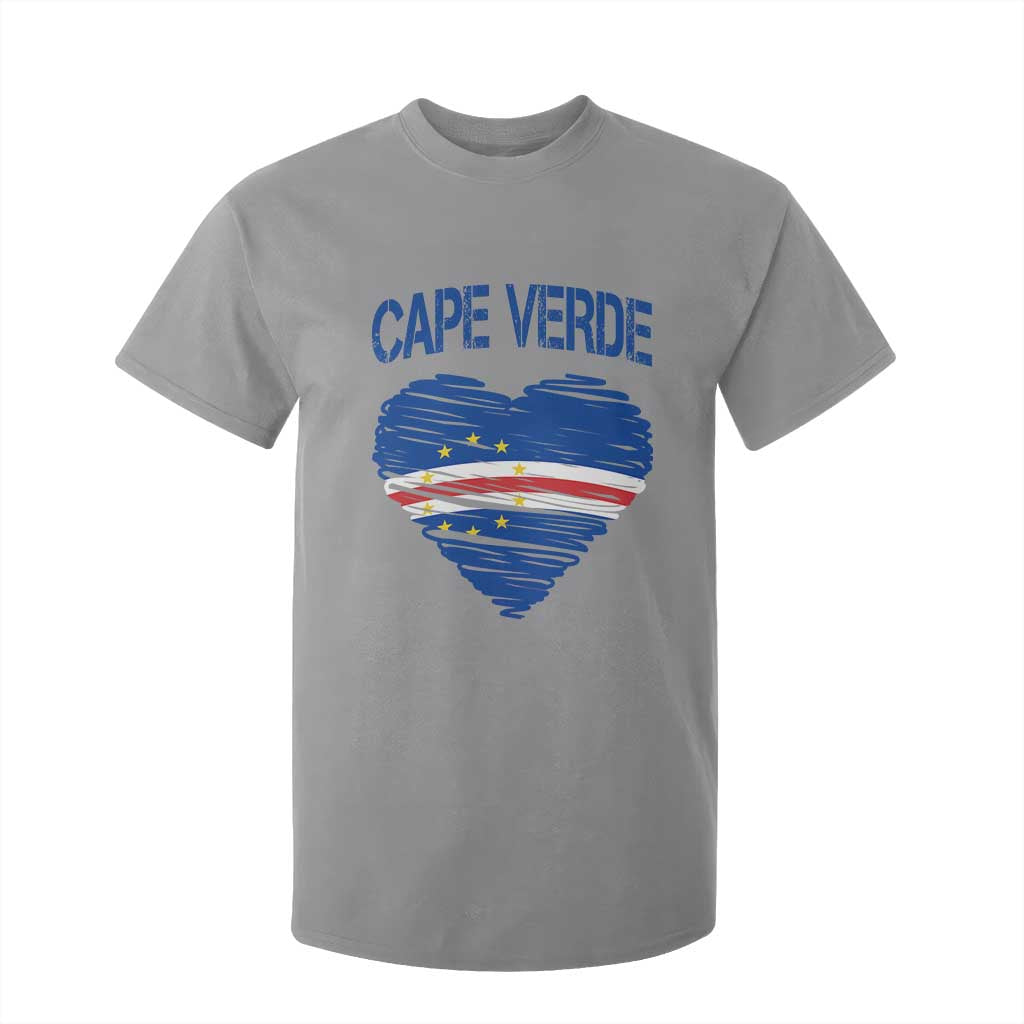 Cape Verde Scribble Flag Heart National Pride T Shirt For Kid Cabo Verde Love TS02 Sport Gray Print Your Wear