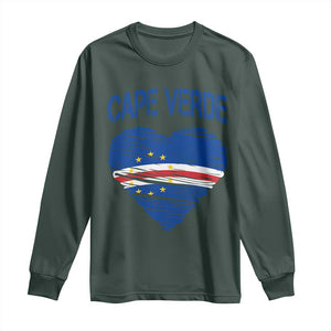 Cape Verde Scribble Flag Heart National Pride Long Sleeve Shirt Cabo Verde Love TS02 Dark Forest Green Print Your Wear