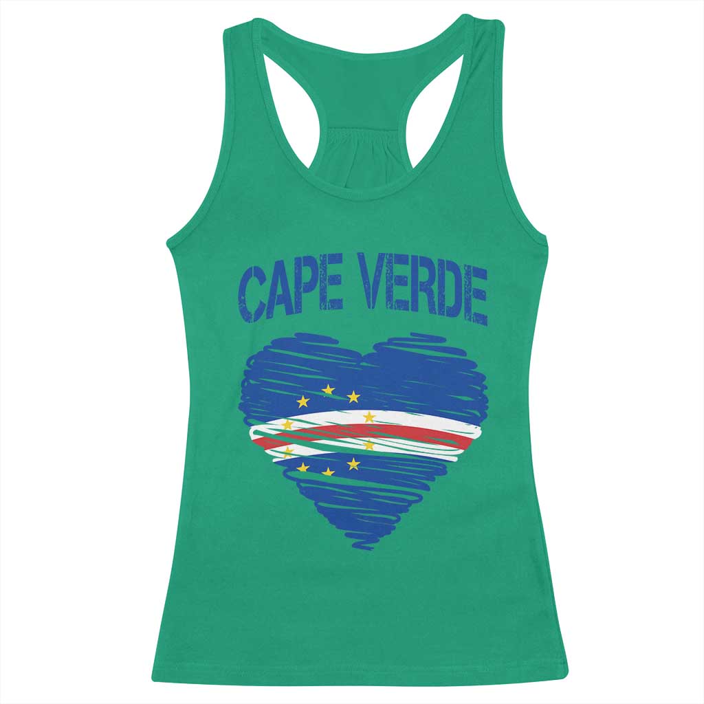 Cape Verde Scribble Flag Heart National Pride Racerback Tank Top Cabo Verde Love TS02 Irish Green Print Your Wear
