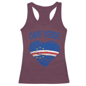 Cape Verde Scribble Flag Heart National Pride Racerback Tank Top Cabo Verde Love TS02 Maroon Print Your Wear