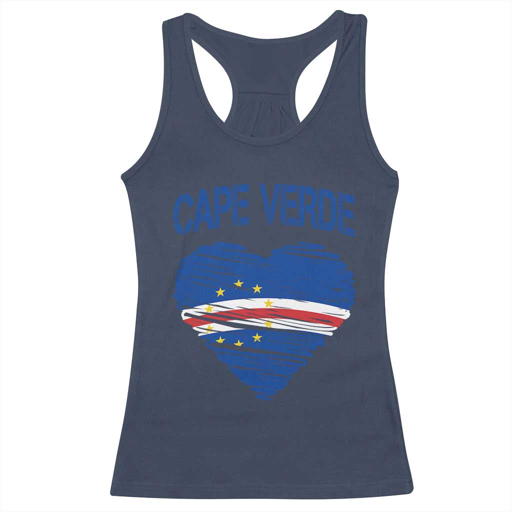 Cape Verde Scribble Flag Heart National Pride Racerback Tank Top Cabo Verde Love TS02 Navy Print Your Wear