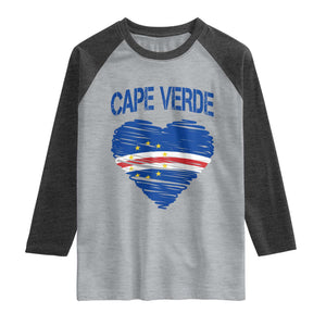 Cape Verde Scribble Flag Heart National Pride Raglan Shirt Cabo Verde Love TS02 Heather Gray Heather Charcoal Print Your Wear