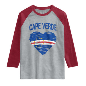 Cape Verde Scribble Flag Heart National Pride Raglan Shirt Cabo Verde Love TS02 Heather Gray Heather Red Print Your Wear
