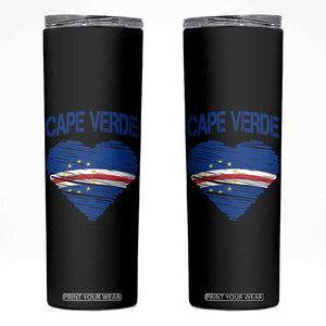 Cape Verde Scribble Flag Heart National Pride Skinny Tumbler Cabo Verde Love TS02 Black Print Your Wear