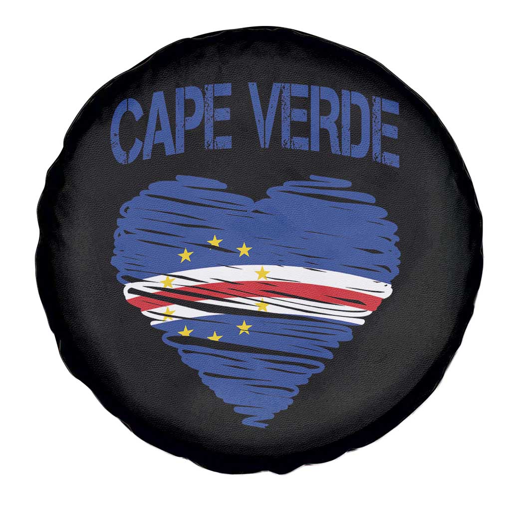 Cape Verde Scribble Flag Heart National Pride Spare Tire Cover Cabo Verde Love TS02 Print Your Wear