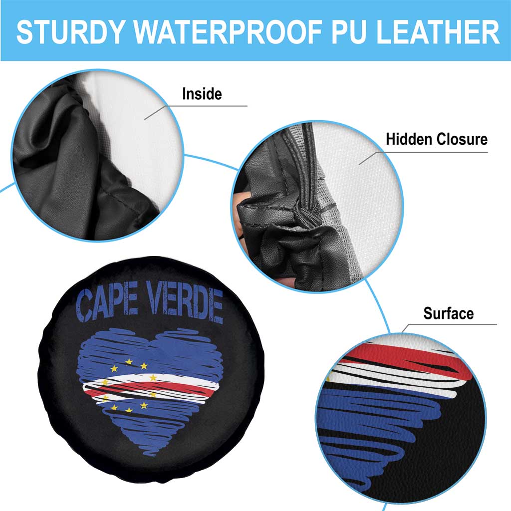 Cape Verde Scribble Flag Heart National Pride Spare Tire Cover Cabo Verde Love TS02 Print Your Wear