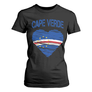 Cape Verde Scribble Flag Heart National Pride T Shirt For Women Cabo Verde Love TS02 Black Print Your Wear