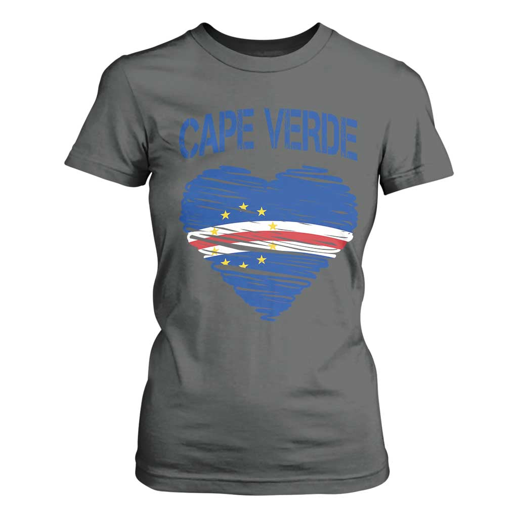 Cape Verde Scribble Flag Heart National Pride T Shirt For Women Cabo Verde Love TS02 Dark Heather Print Your Wear