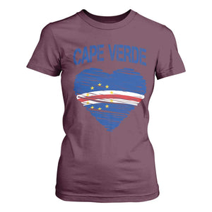 Cape Verde Scribble Flag Heart National Pride T Shirt For Women Cabo Verde Love TS02 Maroon Print Your Wear