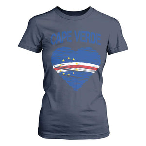 Cape Verde Scribble Flag Heart National Pride T Shirt For Women Cabo Verde Love TS02 Navy Print Your Wear