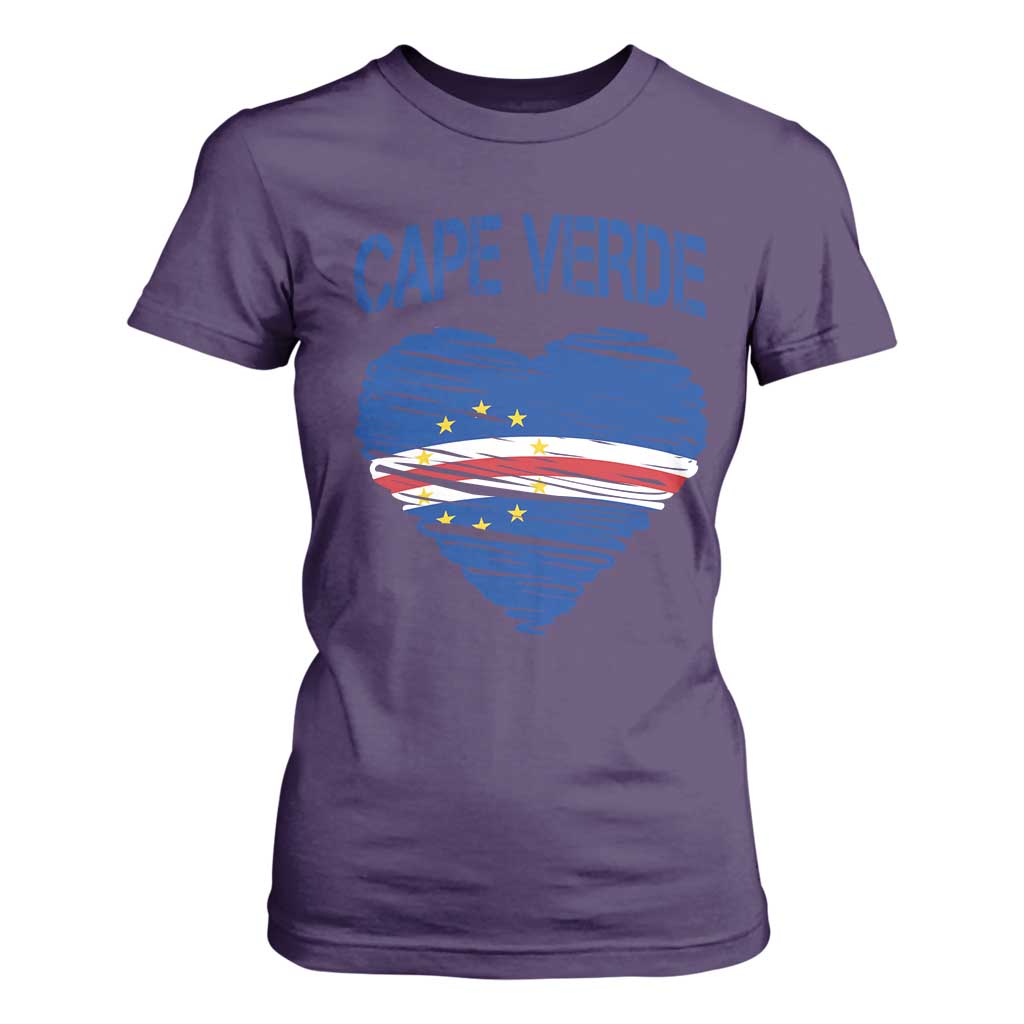 Cape Verde Scribble Flag Heart National Pride T Shirt For Women Cabo Verde Love TS02 Purple Print Your Wear