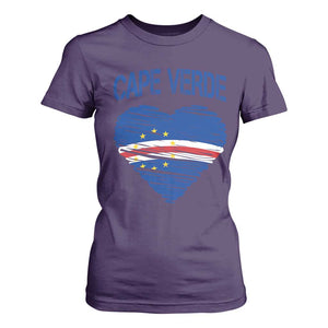 Cape Verde Scribble Flag Heart National Pride T Shirt For Women Cabo Verde Love TS02 Purple Print Your Wear