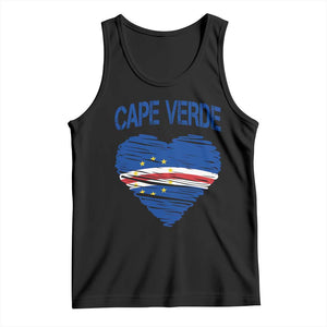 Cape Verde Scribble Flag Heart National Pride Tank Top Cabo Verde Love TS02 Black Print Your Wear