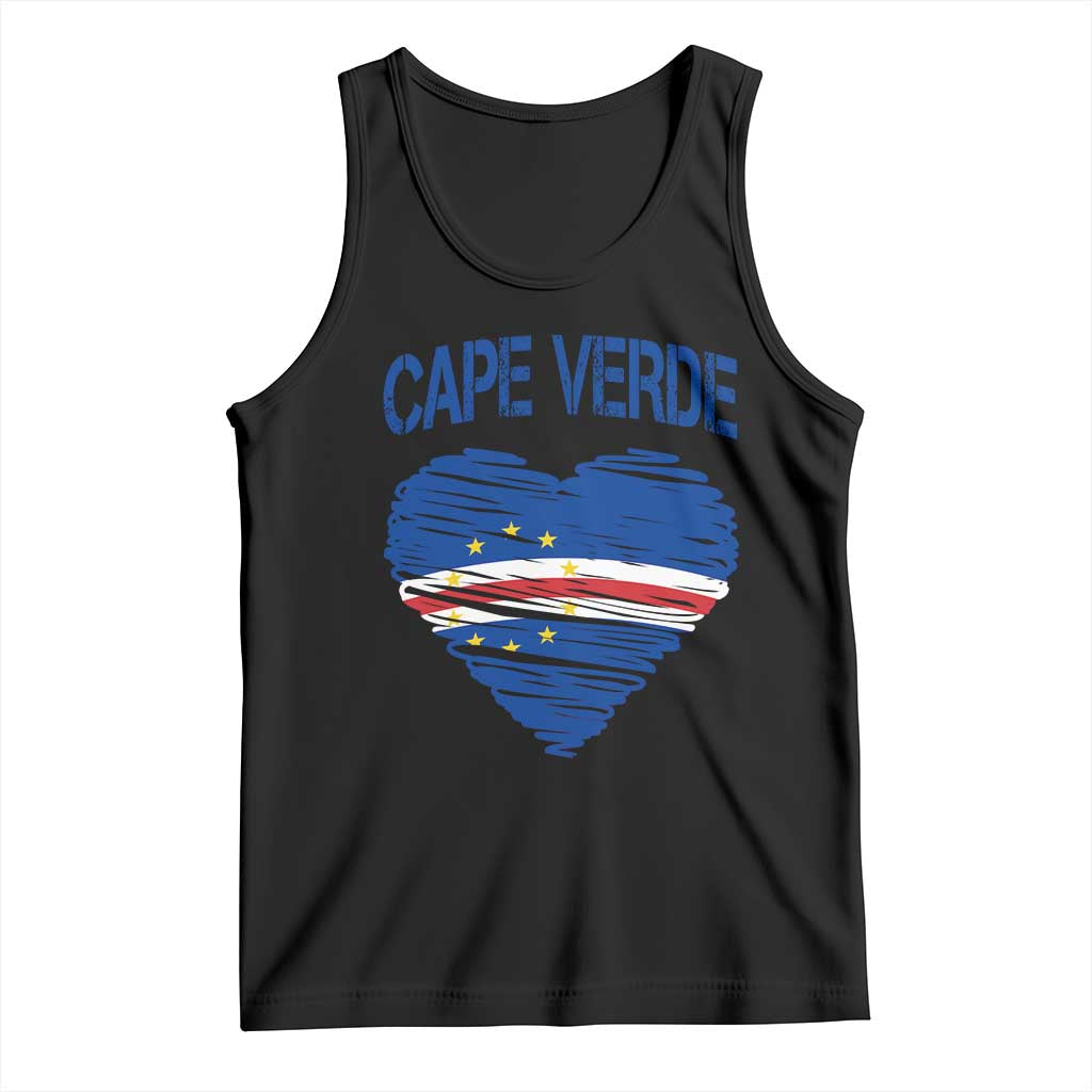 Cape Verde Scribble Flag Heart National Pride Tank Top Cabo Verde Love TS02 Black Print Your Wear