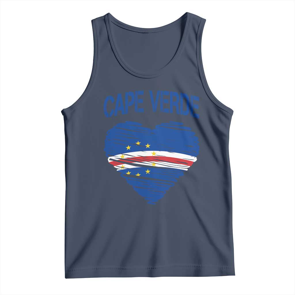 Cape Verde Scribble Flag Heart National Pride Tank Top Cabo Verde Love TS02 Navy Print Your Wear