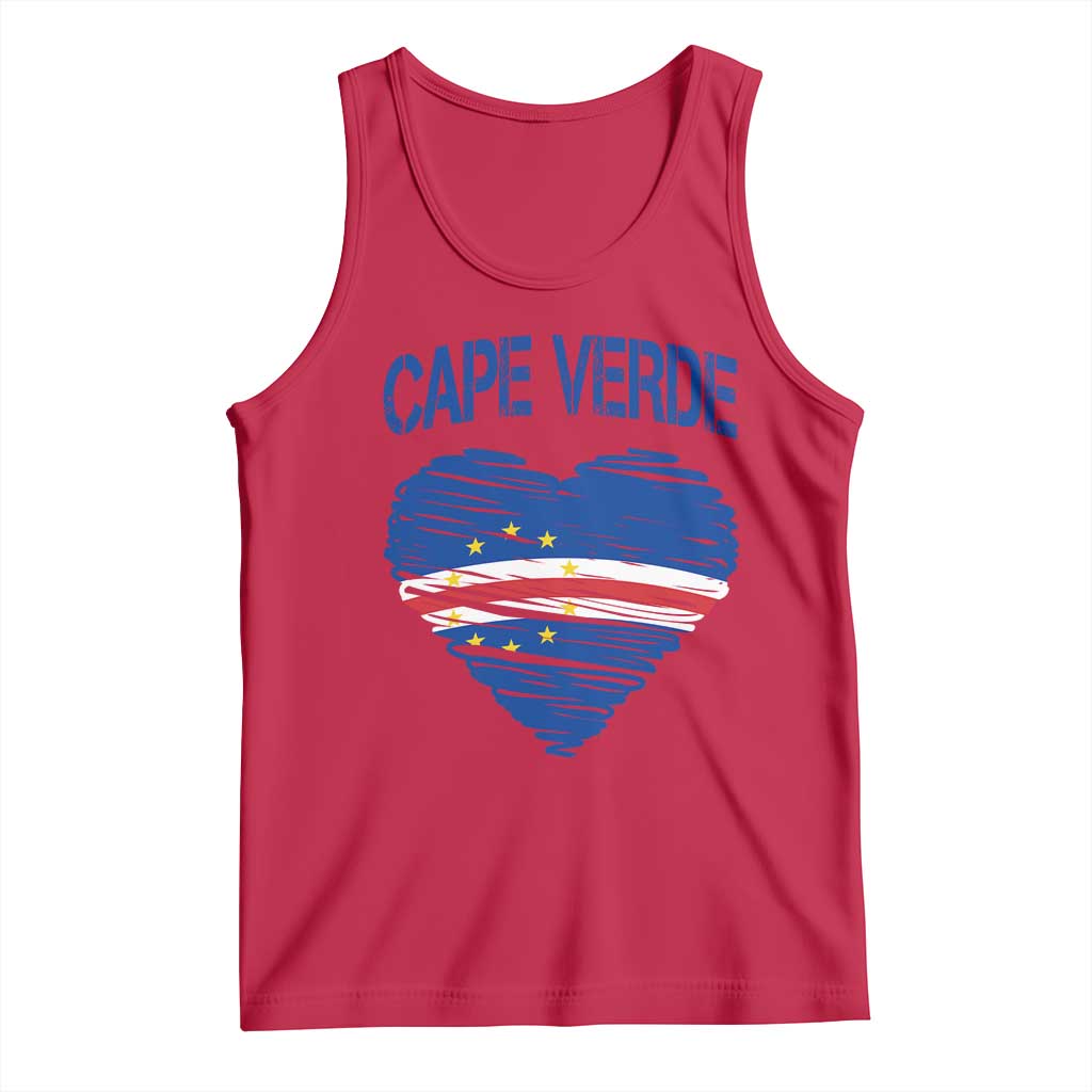 Cape Verde Scribble Flag Heart National Pride Tank Top Cabo Verde Love TS02 Red Print Your Wear
