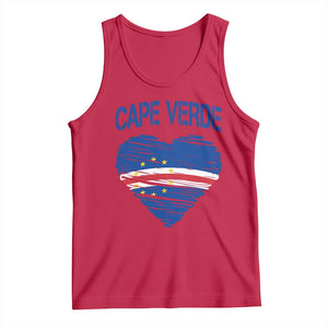 Cape Verde Scribble Flag Heart National Pride Tank Top Cabo Verde Love TS02 Red Print Your Wear