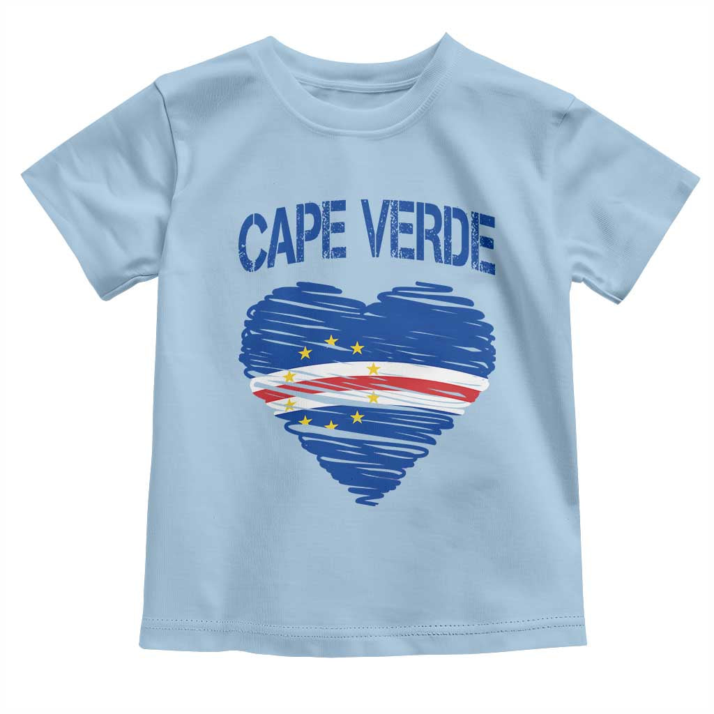 Cape Verde Scribble Flag Heart National Pride Toddler T Shirt Cabo Verde Love TS02 Light Blue Print Your Wear