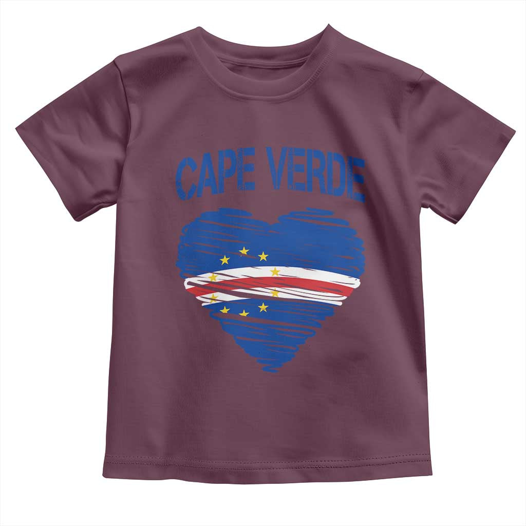 Cape Verde Scribble Flag Heart National Pride Toddler T Shirt Cabo Verde Love TS02 Maroon Print Your Wear