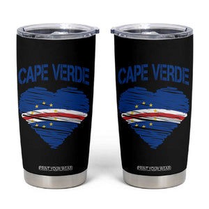 Cape Verde Scribble Flag Heart National Pride Tumbler Cup Cabo Verde Love TS02 Black Print Your Wear