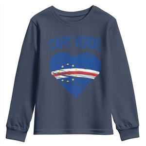 Cape Verde Scribble Flag Heart National Pride Youth Sweatshirt Cabo Verde Love TS02 Navy Print Your Wear