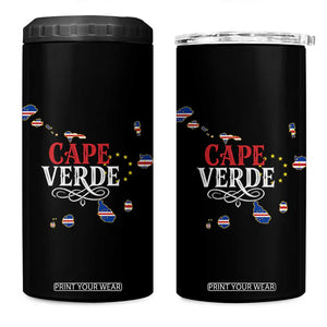 Cabo Verde Islands Flag Map 4 in 1 Can Cooler Tumbler Cape Verde Vintage Pride TS02 One Size: 16 oz Black Print Your Wear
