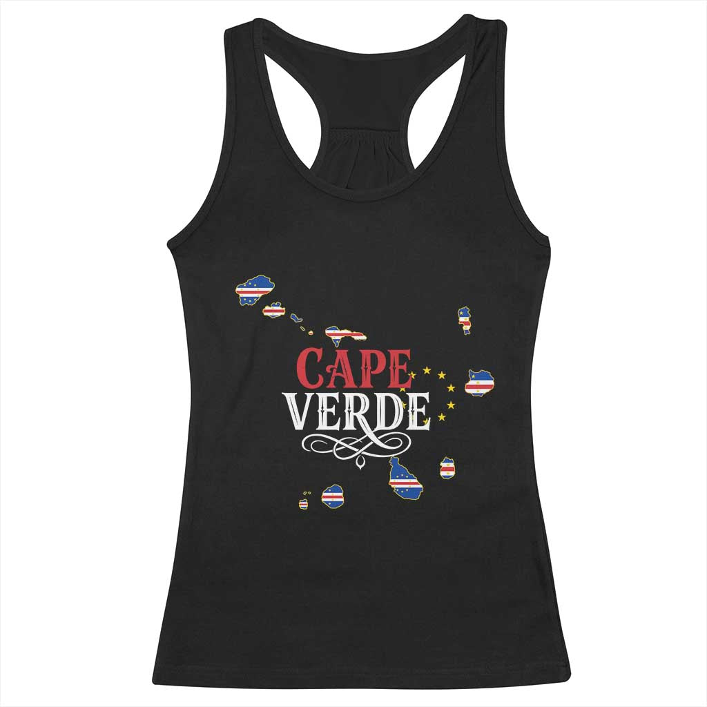 Cabo Verde Islands Flag Map Racerback Tank Top Cape Verde Vintage Pride TS02 Black Print Your Wear