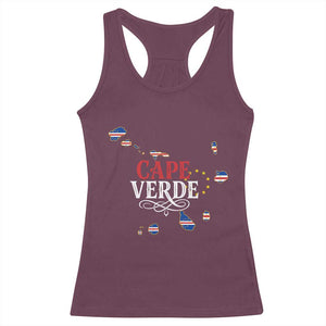 Cabo Verde Islands Flag Map Racerback Tank Top Cape Verde Vintage Pride TS02 Maroon Print Your Wear