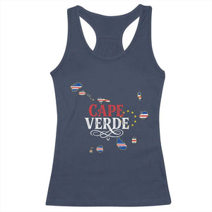 Cabo Verde Islands Flag Map Racerback Tank Top Cape Verde Vintage Pride TS02 Navy Print Your Wear