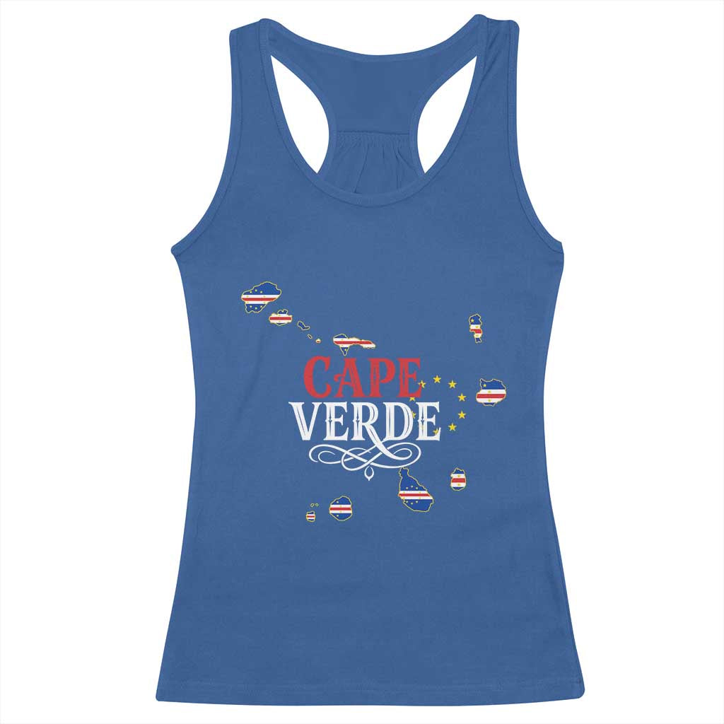 Cabo Verde Islands Flag Map Racerback Tank Top Cape Verde Vintage Pride TS02 Royal Blue Print Your Wear
