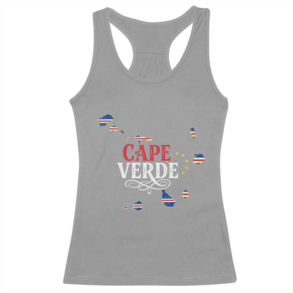 Cabo Verde Islands Flag Map Racerback Tank Top Cape Verde Vintage Pride TS02 Sport Gray Print Your Wear