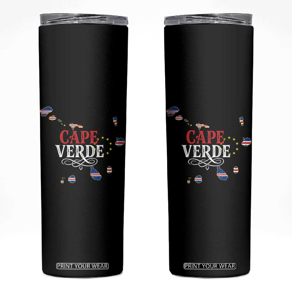 Cabo Verde Islands Flag Map Skinny Tumbler Cape Verde Vintage Pride TS02 Black Print Your Wear