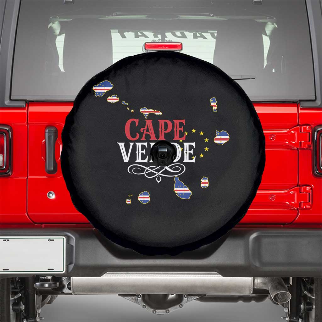 Cabo Verde Islands Flag Map Spare Tire Cover Cape Verde Vintage Pride TS02 Black Print Your Wear