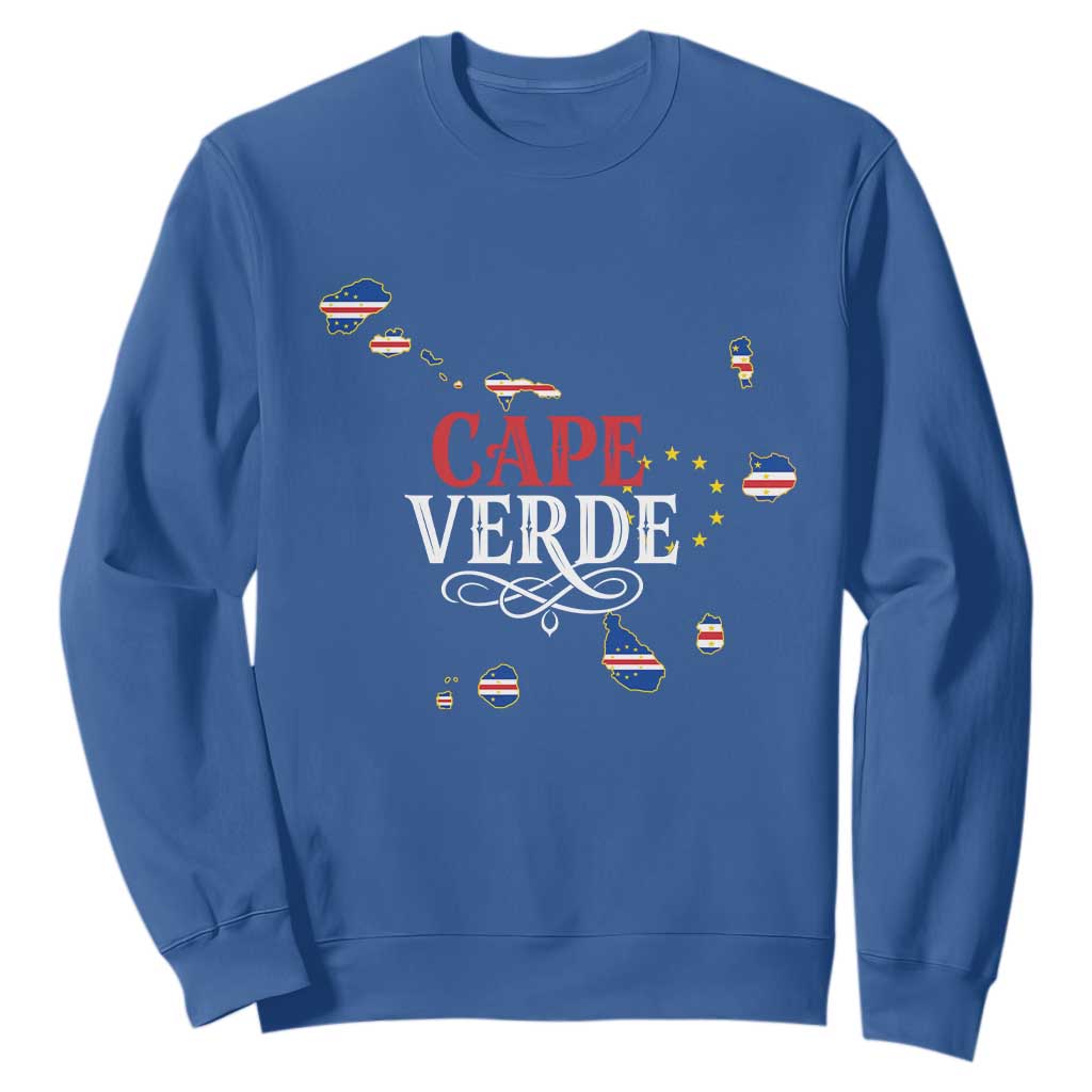 Cabo Verde Islands Flag Map Sweatshirt Cape Verde Vintage Pride TS02 Royal Blue Print Your Wear
