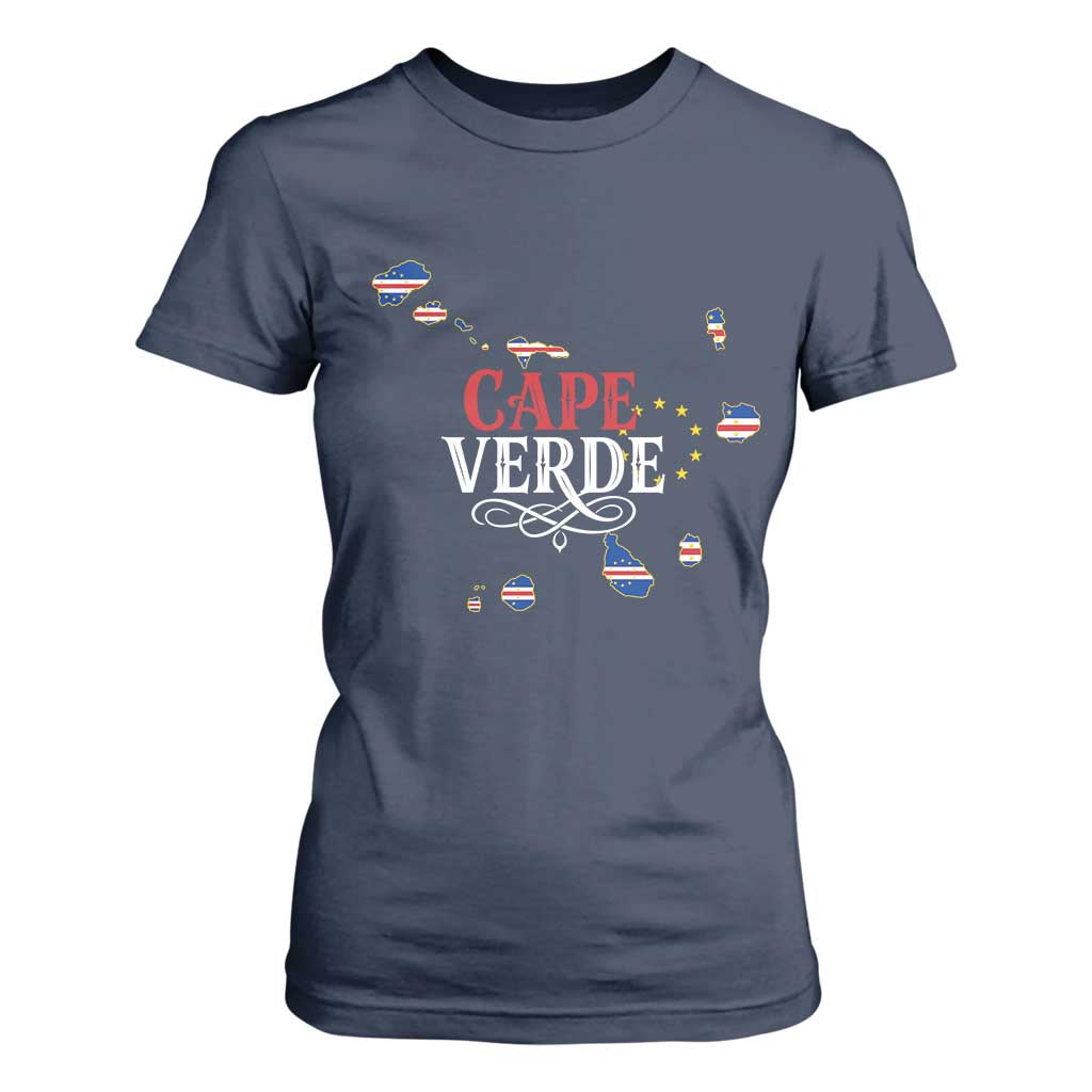 Cabo Verde Islands Flag Map T Shirt For Women Cape Verde Vintage Pride TS02 Navy Print Your Wear