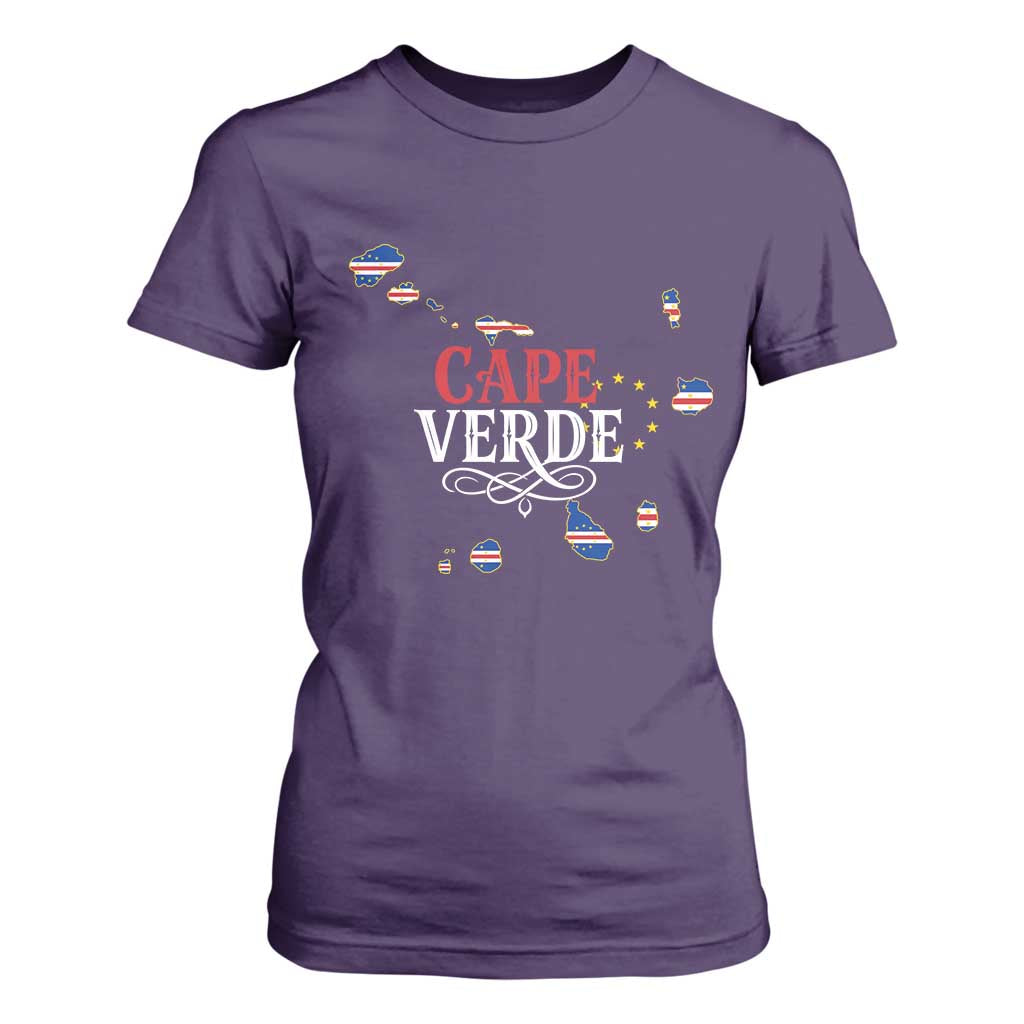 Cabo Verde Islands Flag Map T Shirt For Women Cape Verde Vintage Pride TS02 Purple Print Your Wear