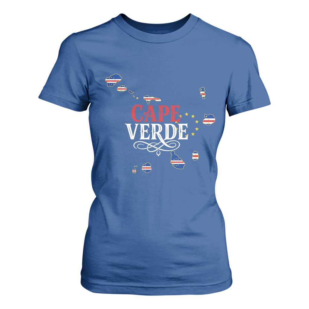 Cabo Verde Islands Flag Map T Shirt For Women Cape Verde Vintage Pride TS02 Royal Blue Print Your Wear