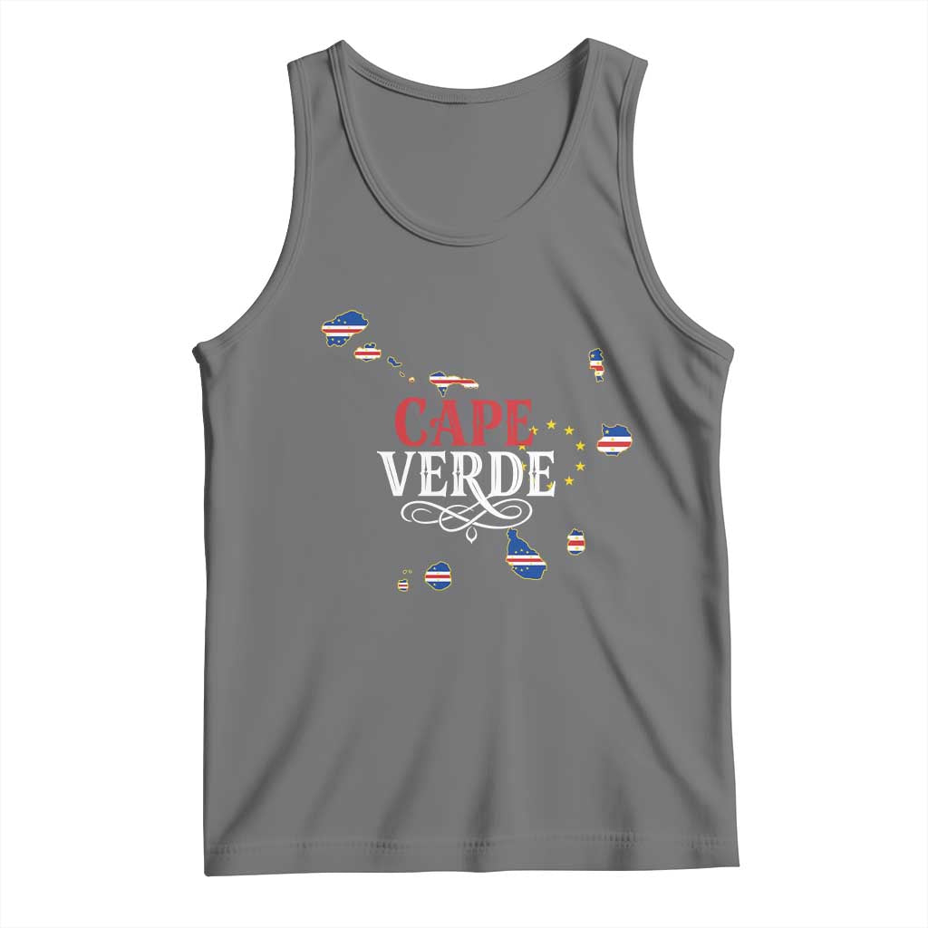 Cabo Verde Islands Flag Map Tank Top Cape Verde Vintage Pride TS02 Black Heather Print Your Wear