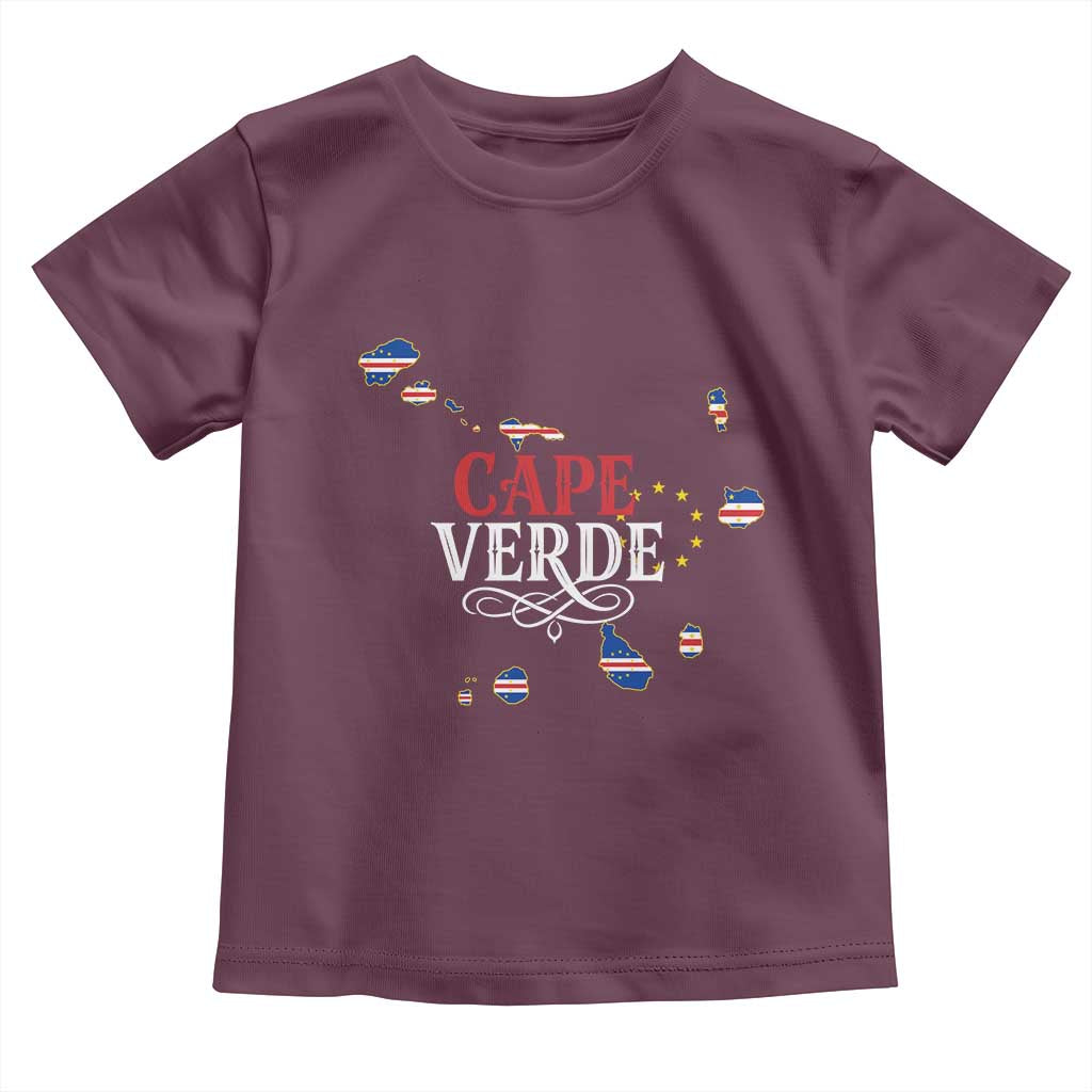 Cabo Verde Islands Flag Map Toddler T Shirt Cape Verde Vintage Pride TS02 Maroon Print Your Wear
