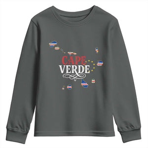 Cabo Verde Islands Flag Map Youth Sweatshirt Cape Verde Vintage Pride TS02 Dark Heather Print Your Wear