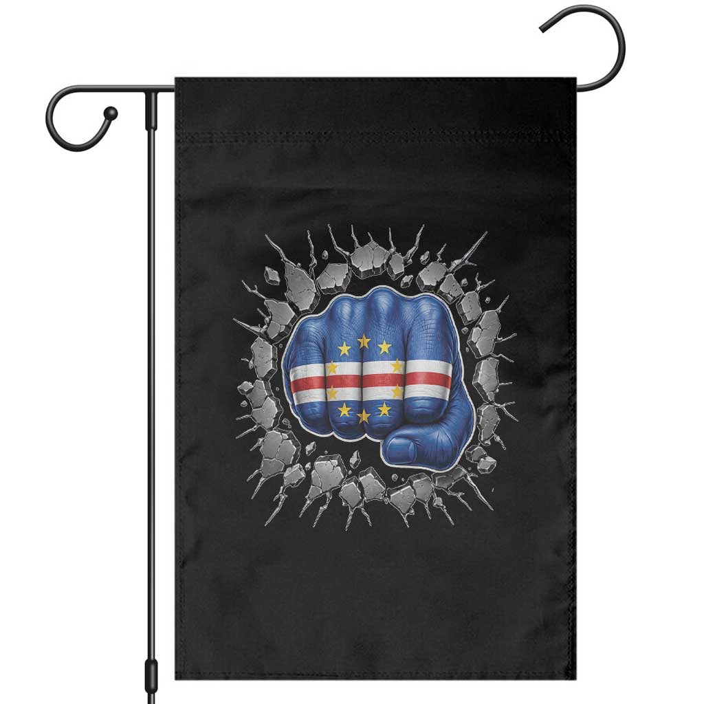 Cape Verde Flag Fist Power Stone Wall Break Graphic Garden Flag Cabo Verde Strong Roots National Pride TS02 Black Print Your Wear