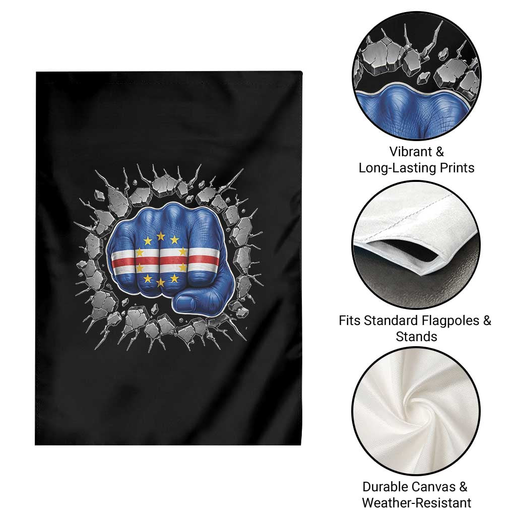 Cape Verde Flag Fist Power Stone Wall Break Graphic Garden Flag Cabo Verde Strong Roots National Pride TS02 Print Your Wear