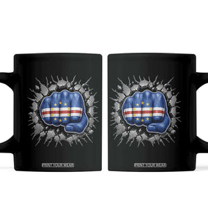 Cape Verde Flag Fist Power Stone Wall Break Graphic Coffee Mug Cabo Verde Strong Roots National Pride TS02 Black Print Your Wear