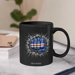 Cape Verde Flag Fist Power Stone Wall Break Graphic Coffee Mug Cabo Verde Strong Roots National Pride TS02 Print Your Wear