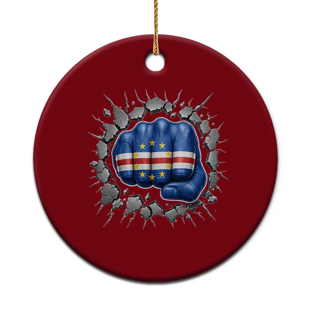 Cape Verde Flag Fist Power Stone Wall Break Graphic Ceramic Ornament Cabo Verde Strong Roots National Pride TS02 1pc Red Print Your Wear