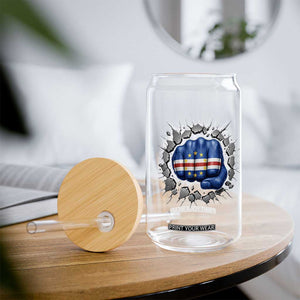 Cape Verde Flag Fist Power Stone Wall Break Graphic Glass Can Cabo Verde Strong Roots National Pride TS02 Print Your Wear